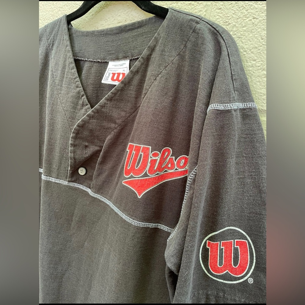 Vintage 90s Wilson Black and Red Baseball Shirt size xxl